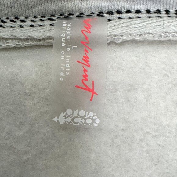 FP Movement Free People Half Court Sweatshirt Large Gray Half Zip Contrast - Picture 3 of 9